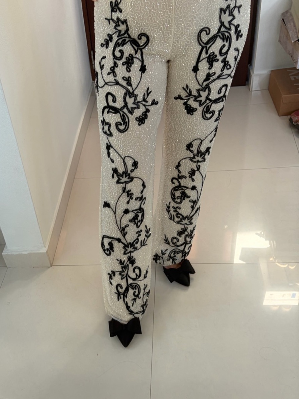 Emma Black Y2k embellished and embroidered western chic dress pants RARE